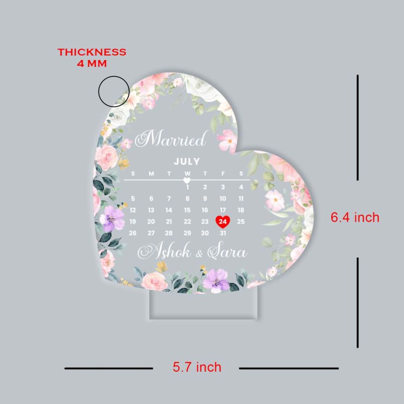 Personalized Heart Shape Wedding LED Lamp Custom with Names and Marriage Date – Romantic Anniversary & Wedding Gift for Couples, Husband, Wife | Multicolored Light with USB Cable